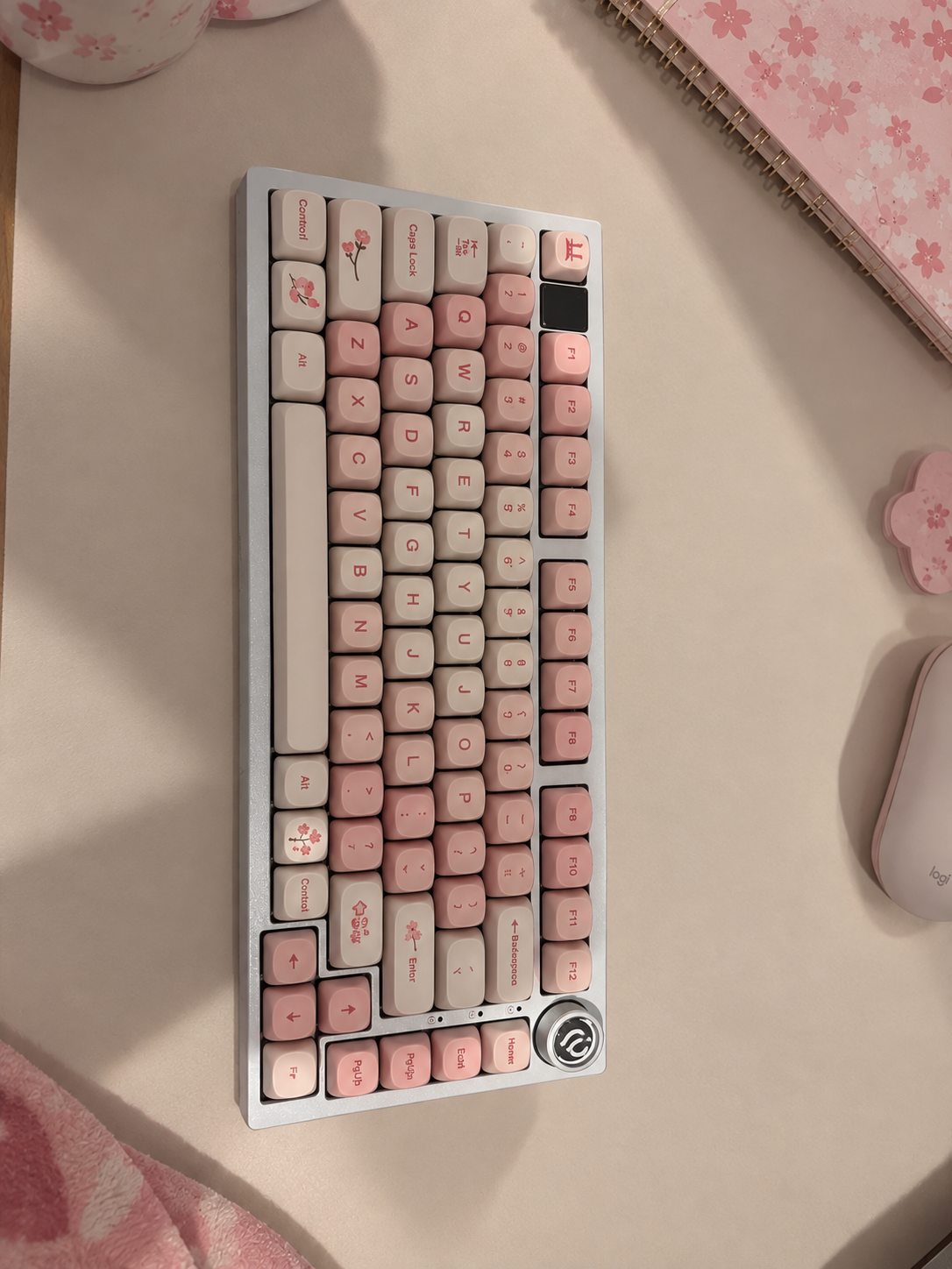 Blush 75, a custom keyboard built by the KeebsforWater team
